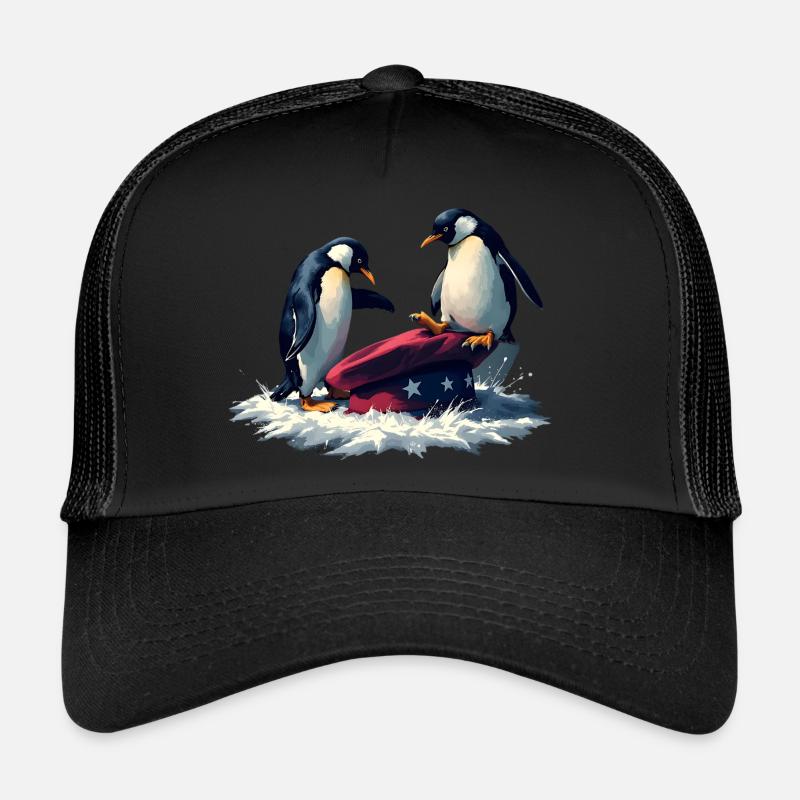 Resist Penguin Grunge Protest - Trucker Cap - Schwarz/Schwarz
