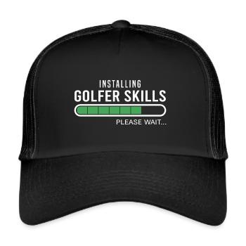 Golf Golfer Skills Golfen Golfspieler - Trucker Cap - Schwarz/Schwarz - Vorne