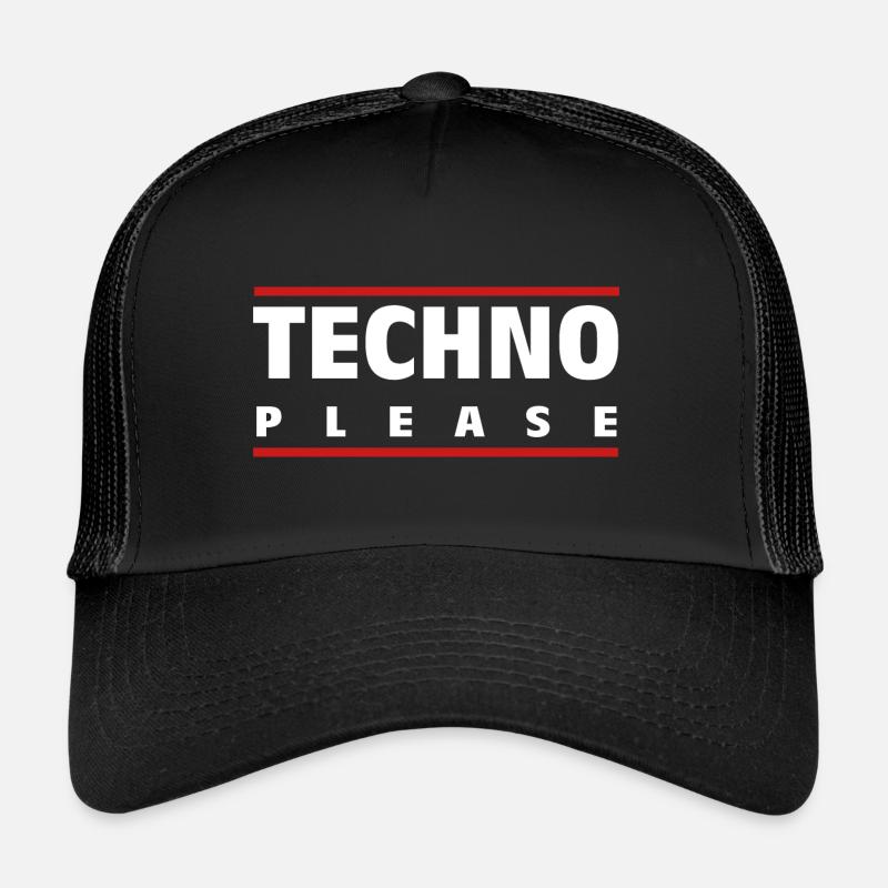 Techno Please - Electro Music - Drum and Bass - Trucker Cap - black/black