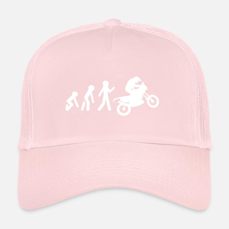 Evolution biker motorcycle gift idea humor Trucker Cap