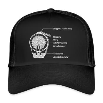Pyro Feuerwerk Shell Funktion - Trucker Cap - Schwarz/Schwarz - Vorne