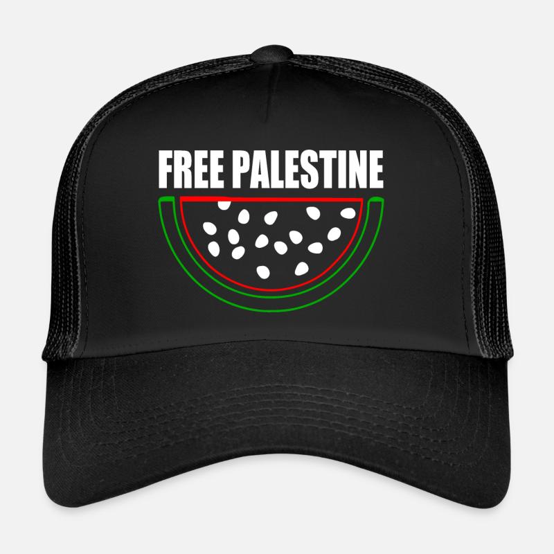 Free palestine - Casquette trucker  - noir/noir