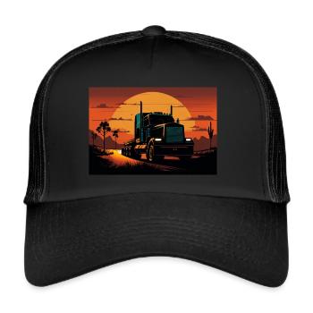 Un dernier rayon de soleil sur la route - Casquette trucker  - noir/noir - Devant
