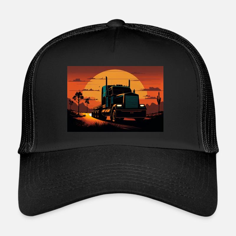 Ein letzter Sonnenstrahl auf der Straße - Trucker Cap - Schwarz/Schwarz