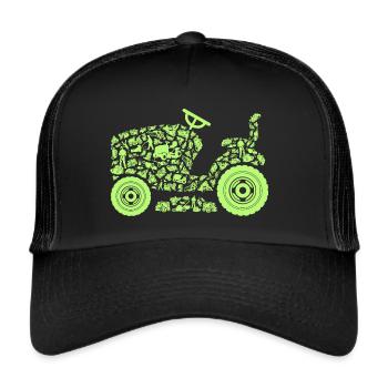 Gärtner Gärtnerei Kleingärtner Rasenmäher Herren - Trucker Cap - Schwarz/Schwarz - Vorne
