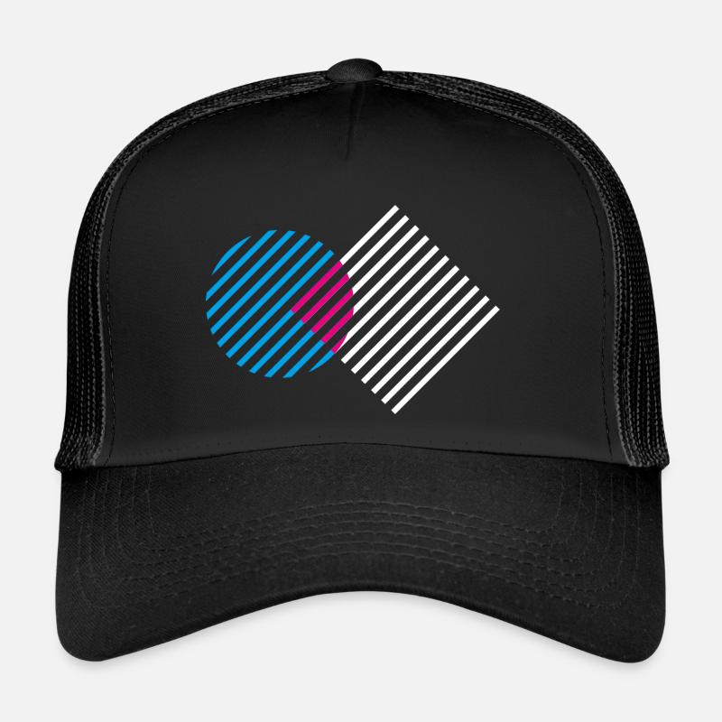 Line pattern / circle, square / blue, white, pink Trucker Cap