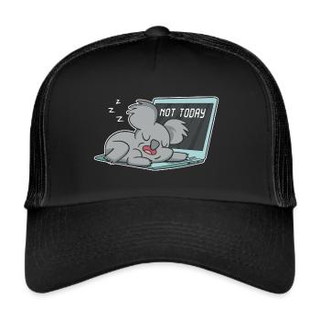 Koala Langschläfer Faulpelz Morgenmuffel Koalabär - Trucker Cap - Schwarz/Schwarz - Vorne