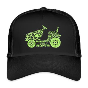 Gärtner Gärtnerei Kleingärtner Herren Rasenmäher - Trucker Cap - Schwarz/Schwarz - Vorne