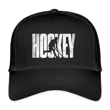 Hockey Joueur de hockey Rétro Graphique Hockey sur gazon - Casquette trucker  - noir/noir - Devant