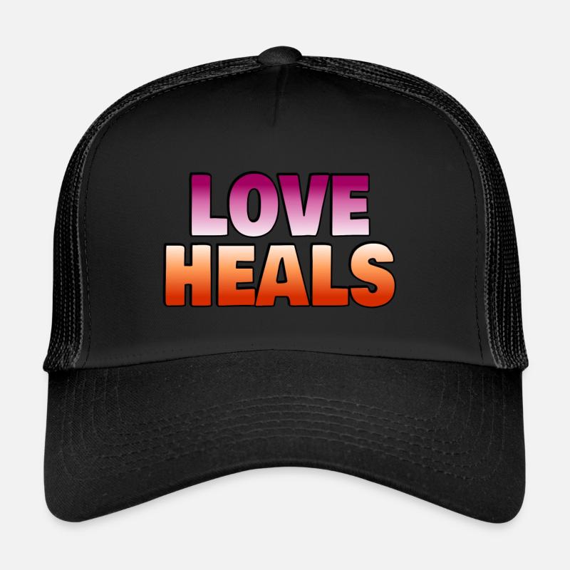 Love Heals Lesbian Flag Colors Trucker Cap
