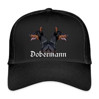 Hundekopf,Hundegesicht,Dobermann,Hundesport,Hund, - Trucker Cap - Schwarz/Schwarz - Vorne