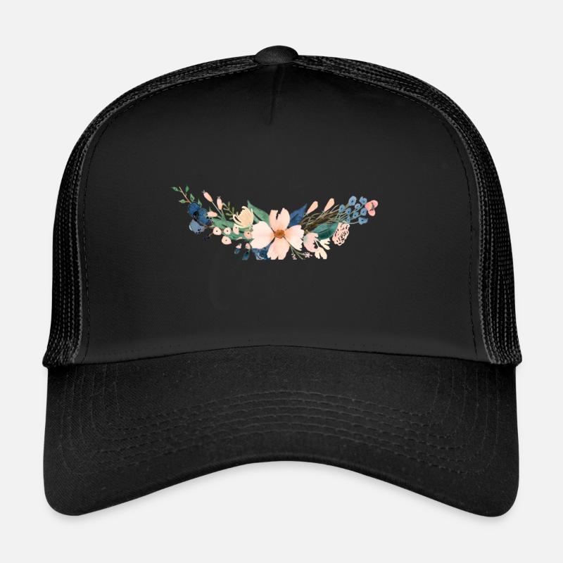 I do Crew - JGA - Florale Serie - Trucker Cap - Schwarz/Schwarz