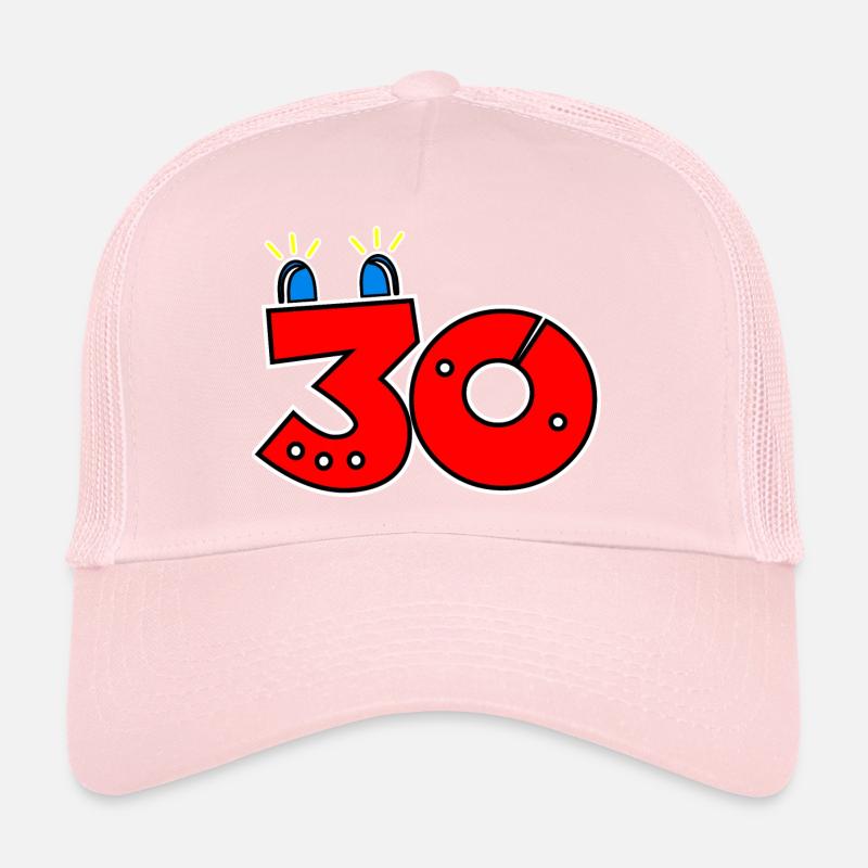 30 blue light 30th birthday number digit Funny Trucker Cap