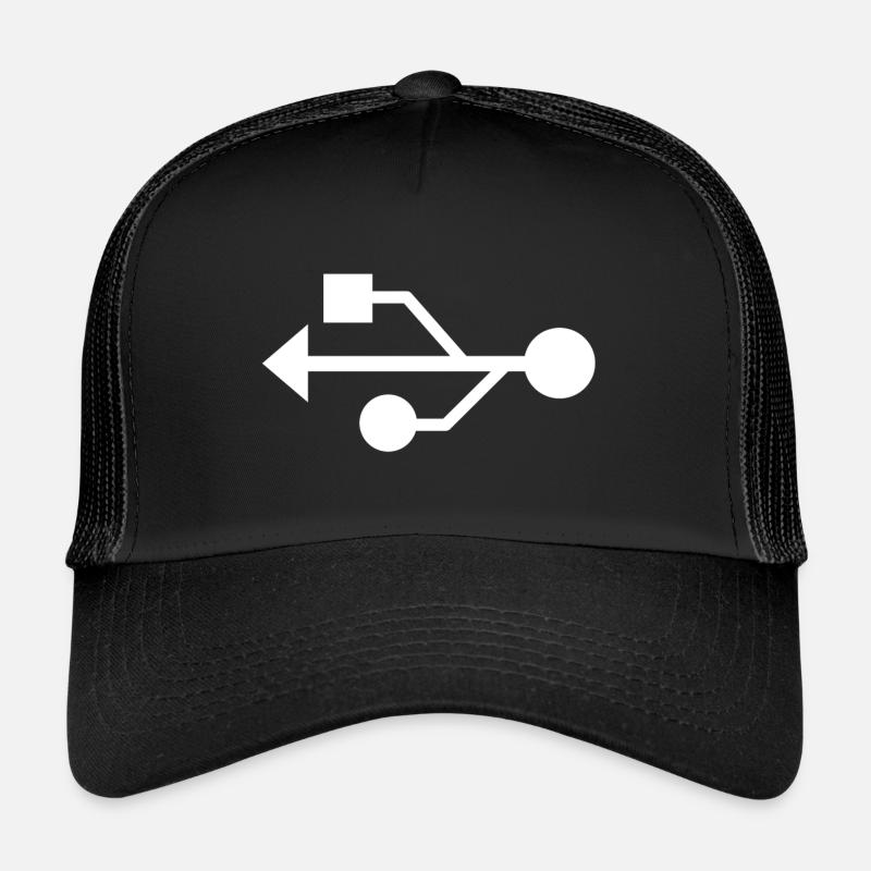 USB Anschluss - Trucker Cap - Schwarz/Schwarz