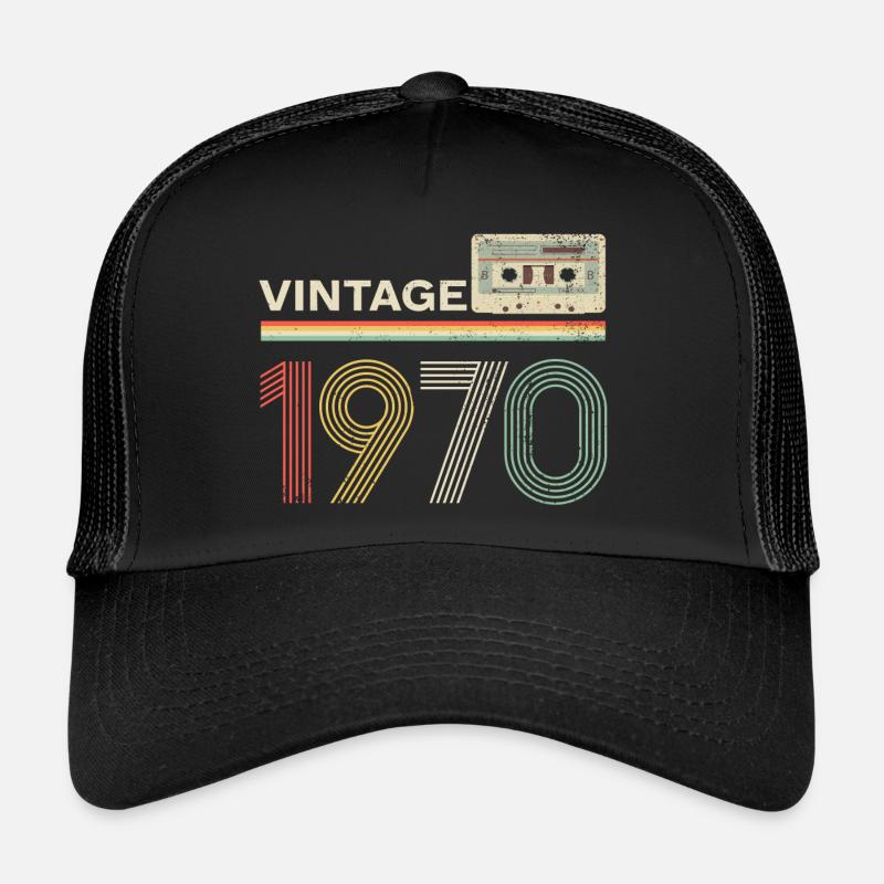 Vintage 1970 Kassette - Trucker Cap - Schwarz/Schwarz