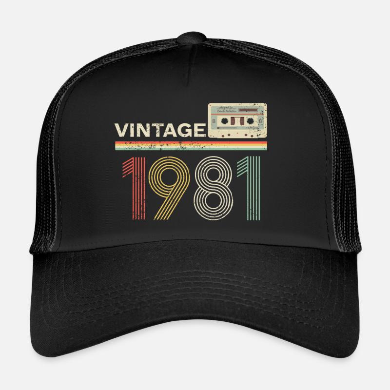 Vintage Kassette 1981 - Trucker Cap - Schwarz/Schwarz