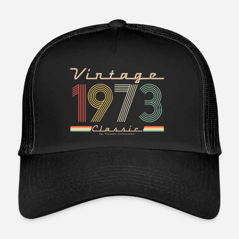 50. Geburtstag Vintage Classic 1973 Retro Pseudo - Trucker Cap - Schwarz/Schwarz