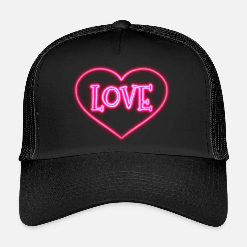 Neon Liebesherz - Trucker Cap - Schwarz/Schwarz