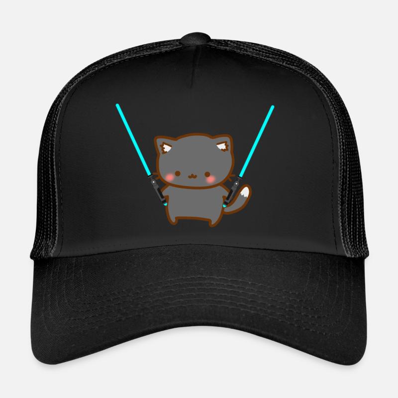 Süße Katze mit blauen Lichtschwertern Trucker Cap