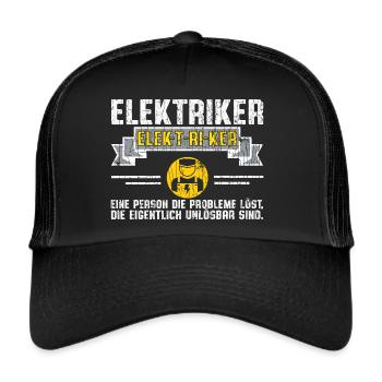 Elektriker der Probleme löst - Trucker Cap - Schwarz/Schwarz - Vorne