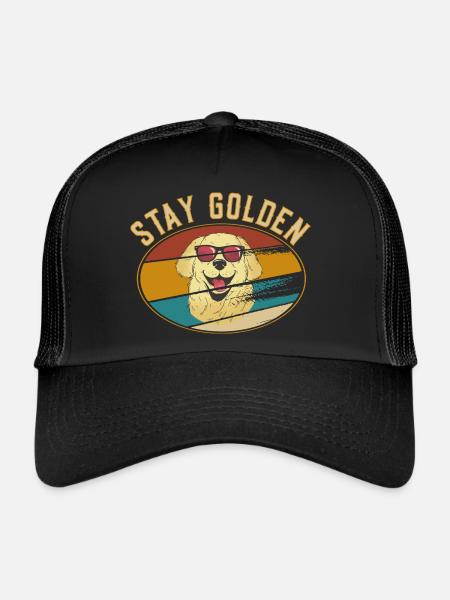 Stay Golden - Golden Retriever avec lunettes - Casquette trucker  - noir/noir - Devant
