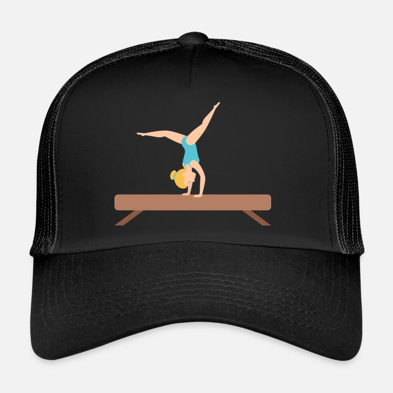 Gymnastik Mädchen auf Balken - Trucker Cap - Schwarz/Schwarz