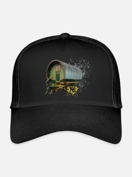 caravane gitane tirée par des chevaux, - Casquette trucker  - noir/noir - Devant