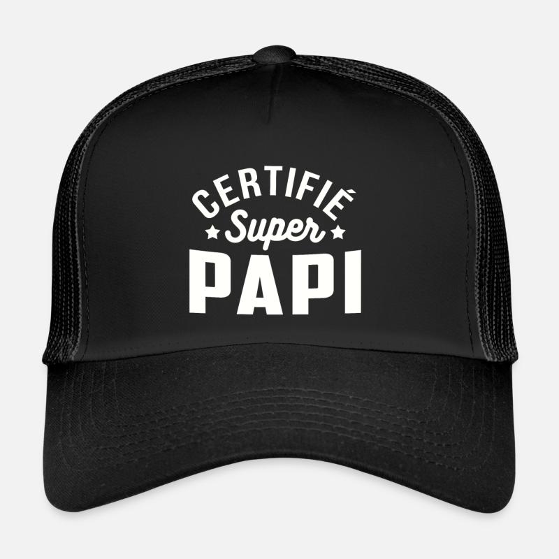 Certifié super papi cadeau grand père - Casquette trucker - noir/noir