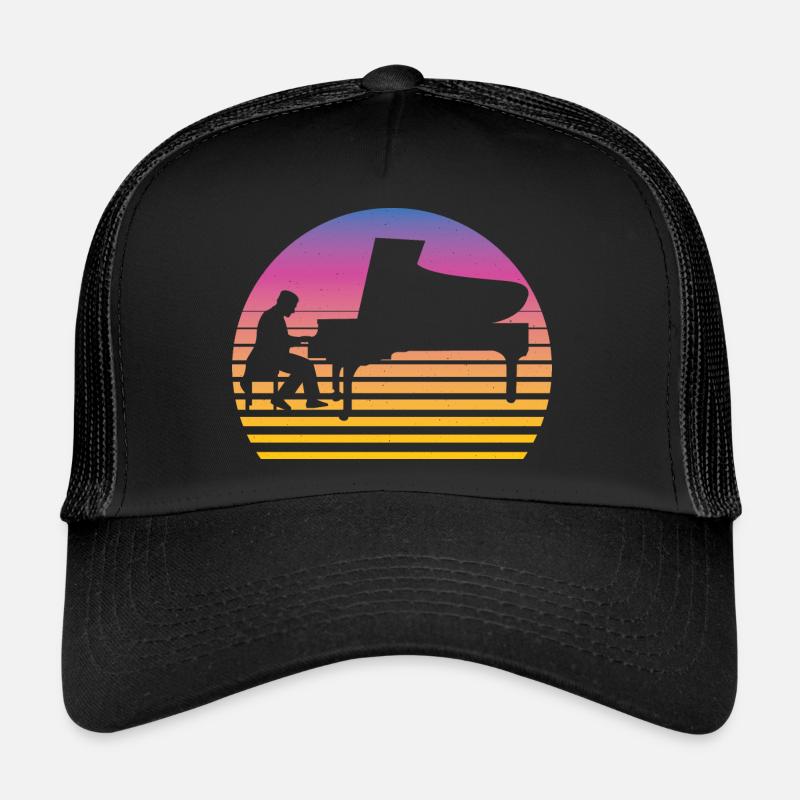 Klavier Retro Piano Vintage - Trucker Cap - Schwarz/Schwarz