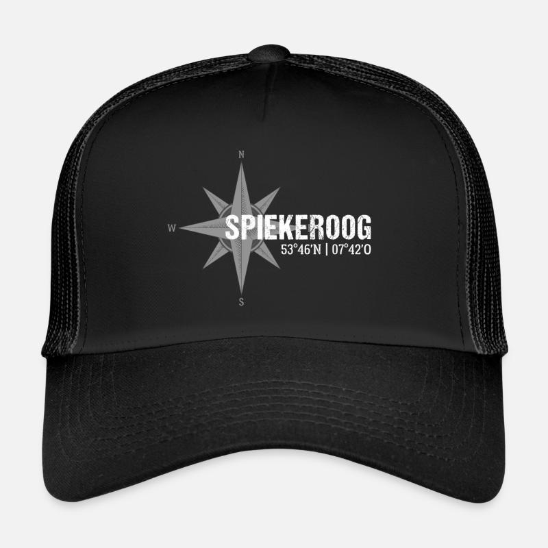 Spiekeroog coordinates compass - Trucker Cap - black/black