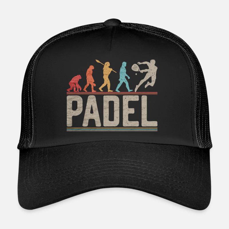 Cadeau Padel Evolution pour les joueurs de padel - Casquette trucker  - noir/noir