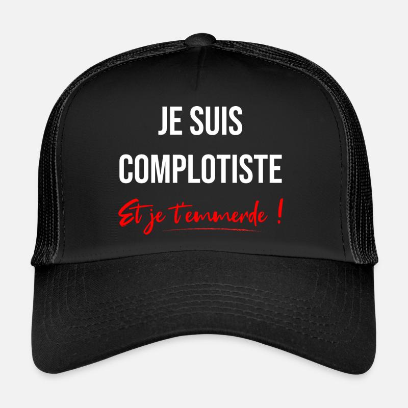 Complotiste Emmerde Blanc - Casquette trucker  - noir/noir