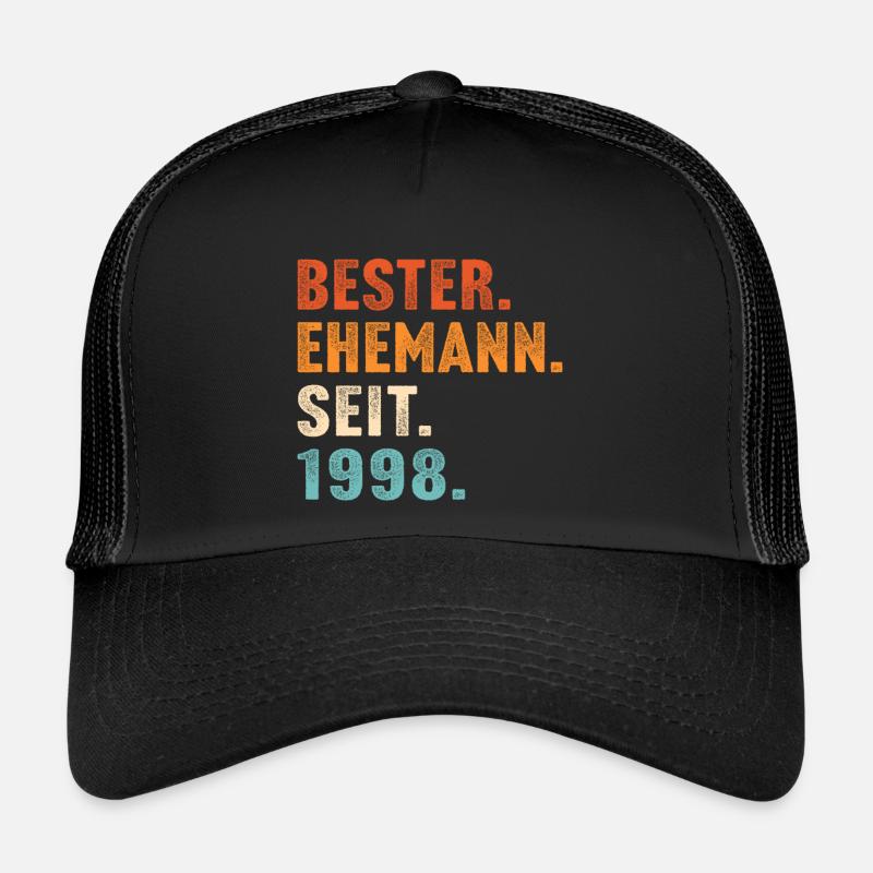 Bester ehemann seit 1998 hochzeitstag - Trucker Cap - Schwarz/Schwarz