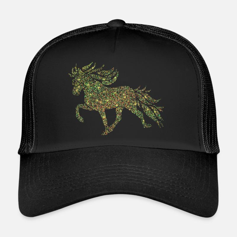 Isländer mit Punkten und Sternen - Trucker Cap - Schwarz/Schwarz