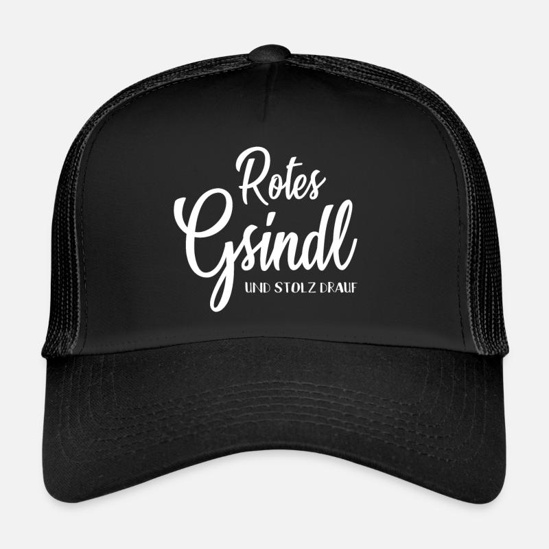 Rotes Gsindl und stolz drauf - Trucker Cap - Schwarz/Schwarz
