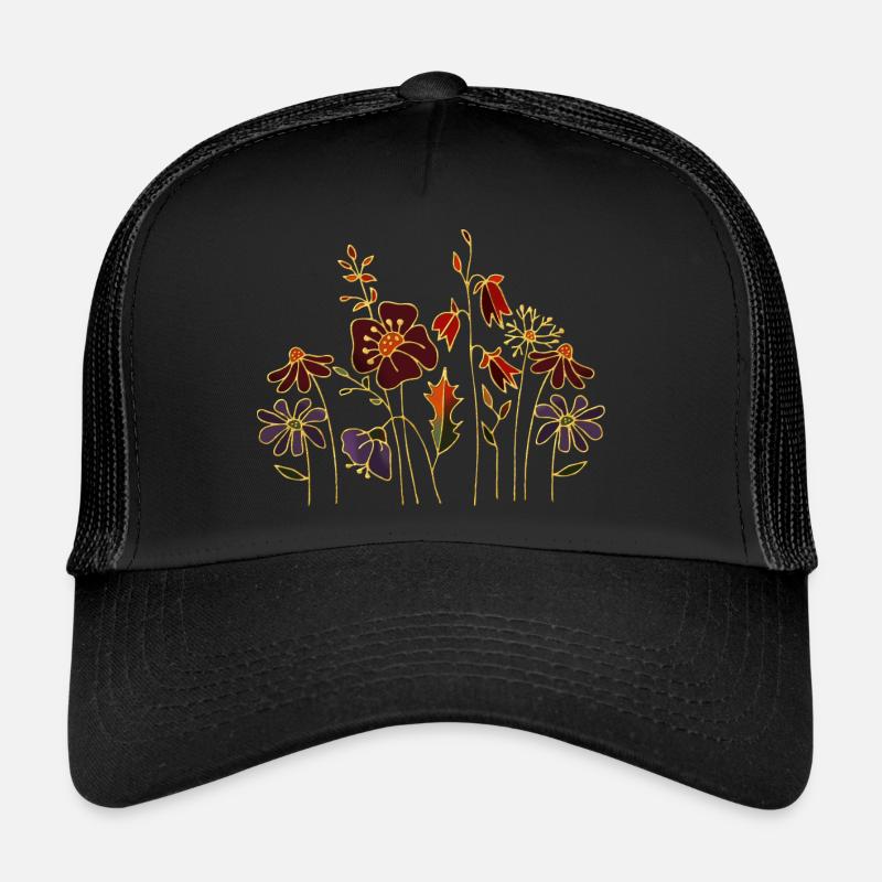 Blumen - Trucker Cap - Schwarz/Schwarz