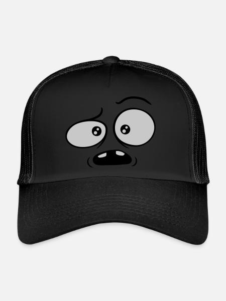 Visage comique confus sceptique - Casquette trucker  - noir/noir - Devant