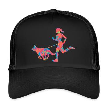 Canicross Läuferin Geländelauf Canicross Frauen - Trucker Cap - Schwarz/Schwarz - Vorne