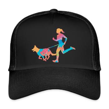 Course de canicross de fond avec des chiennes - Casquette trucker  - noir/noir - Devant