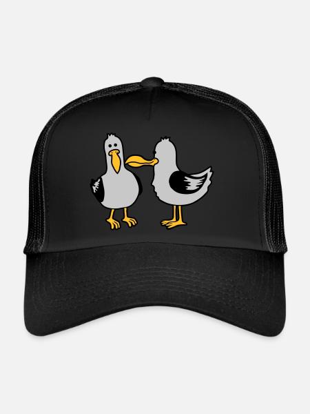 Friends 2 funny seagulls - Trucker Cap - black/black - Front