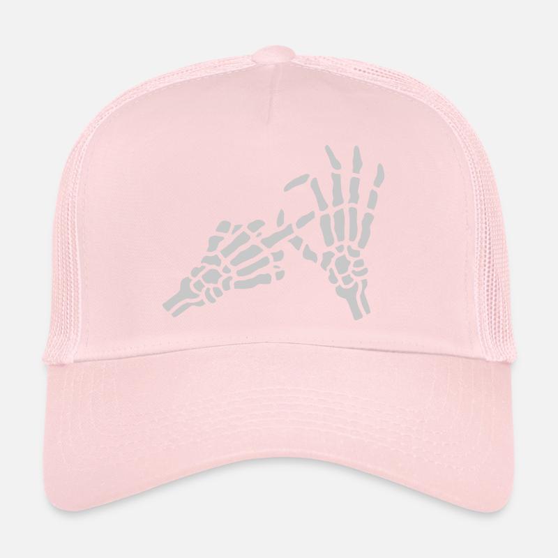 Skeleton Middle Finger Hole Gesture Trucker Cap