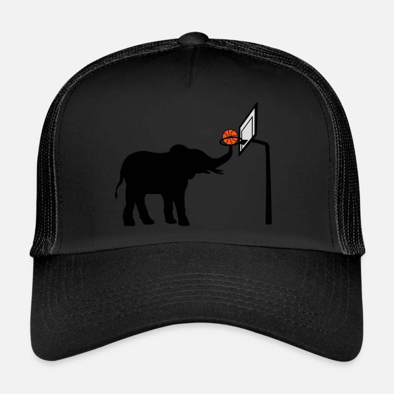 Basketball-playing elephant silhouette Trucker Cap
