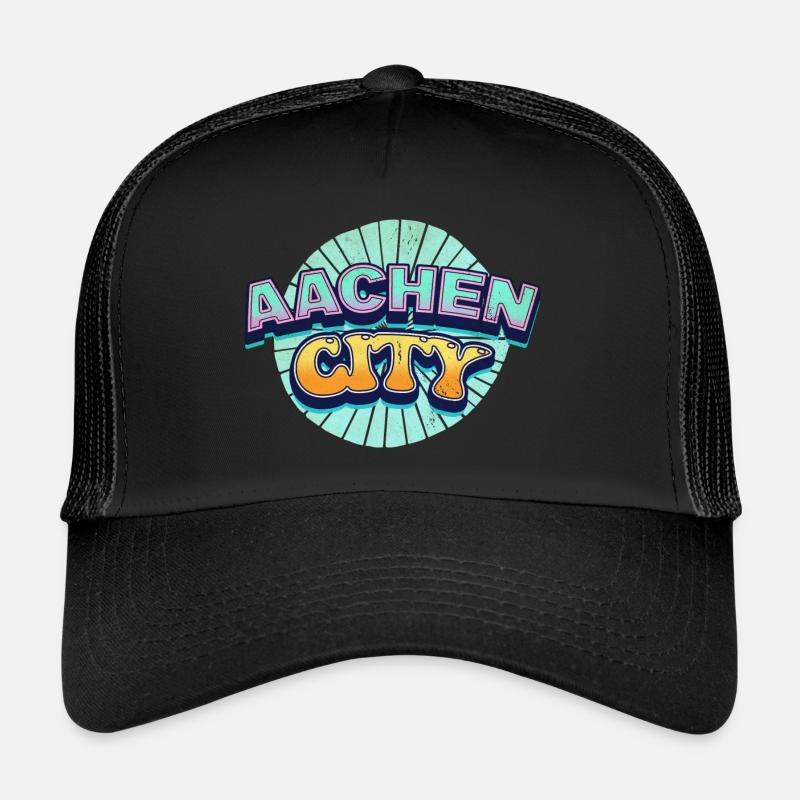 Aachen Germany City Font Pop Art Comic Trucker Cap
