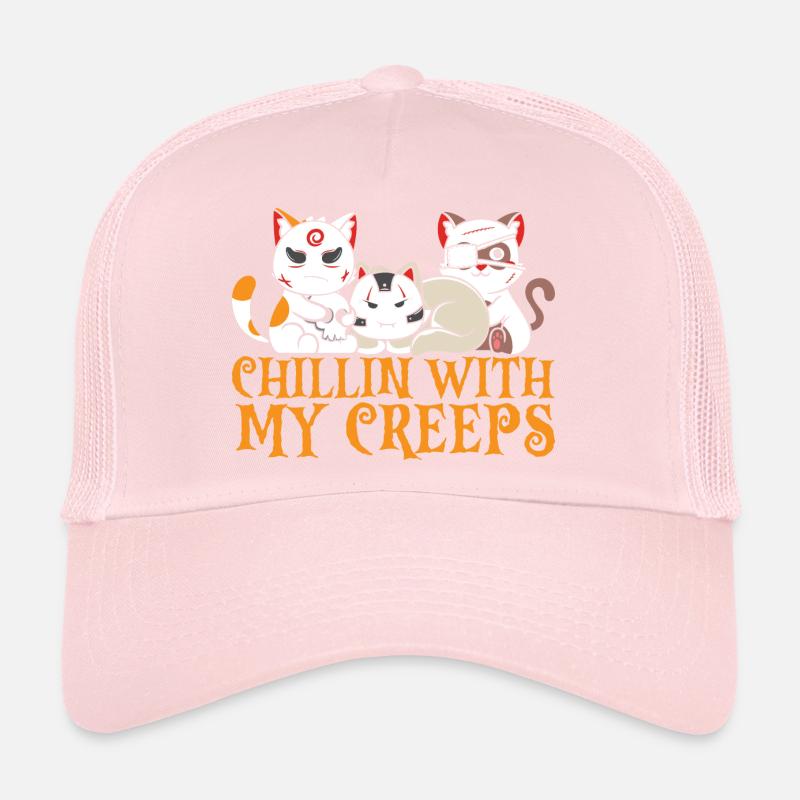 Chillin avec My Creeps Cat Horror Drôle de chat Casquette trucker 