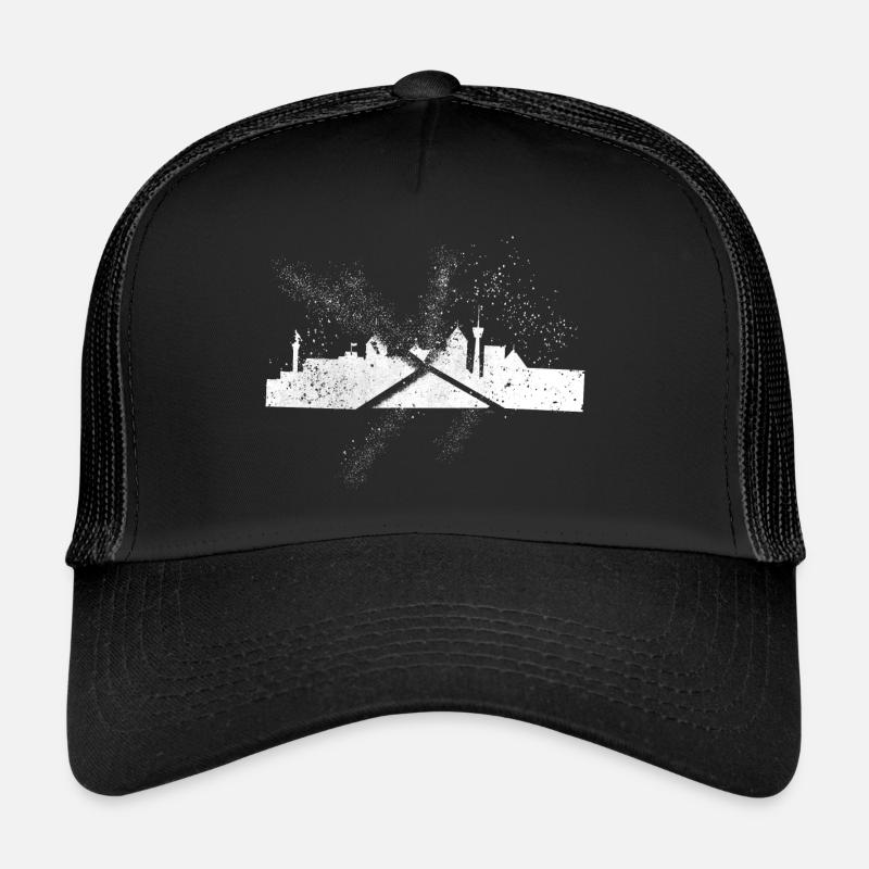 Stuttgart Deutschland Stadt Skyline Grunge Splash - Trucker Cap - Schwarz/Schwarz