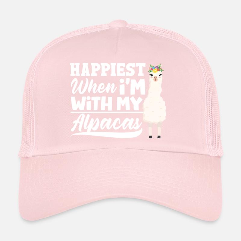 Mammals LLamas Alpaca Happiest When Im With My Trucker Cap