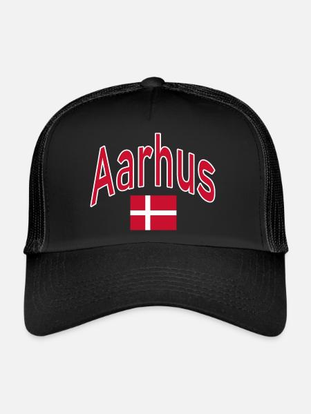 Aarhus Denmark flag - Trucker Cap - black/black - Front