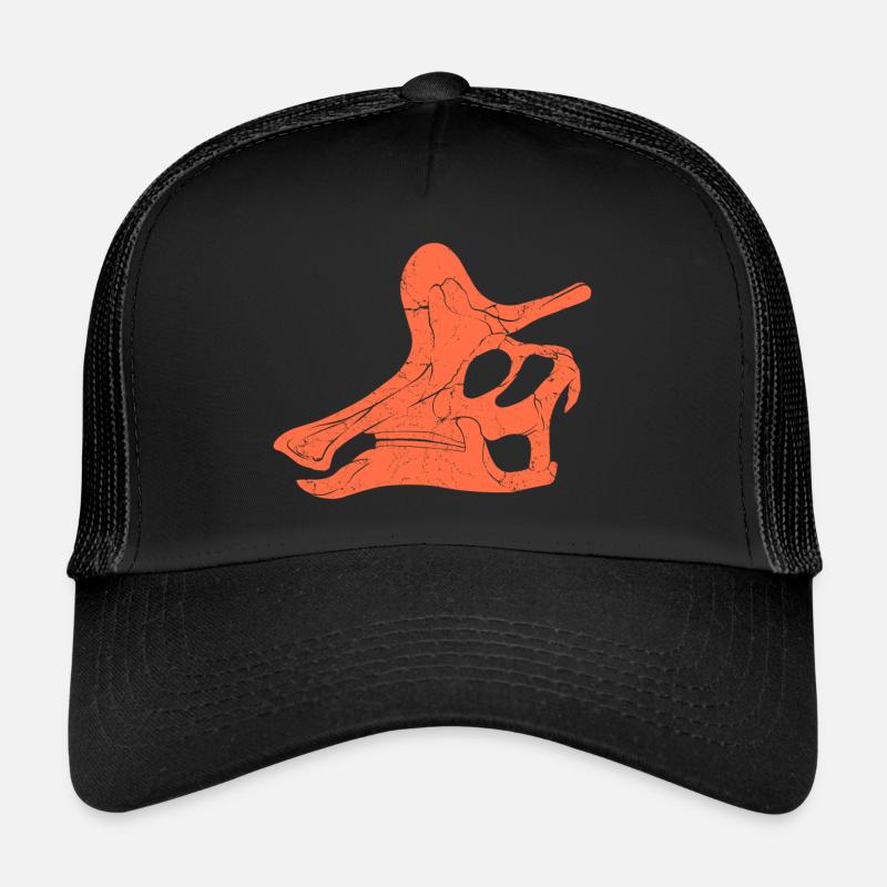 Lambeosaurus Fossilschädel - Trucker Cap - Schwarz/Schwarz
