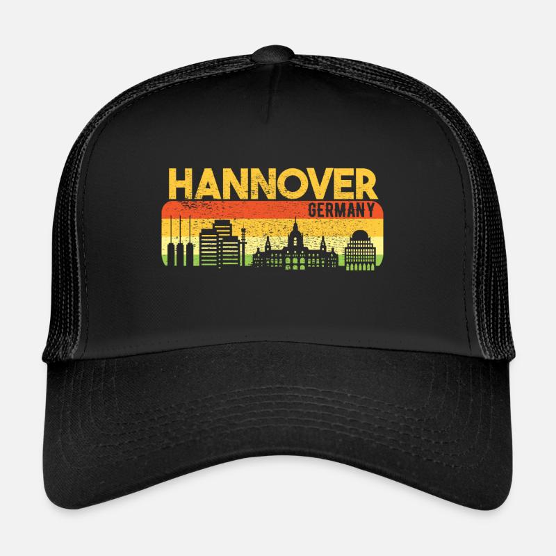 Hannover Skyline Hannoveraner Geschenk - Trucker Cap - Schwarz/Schwarz