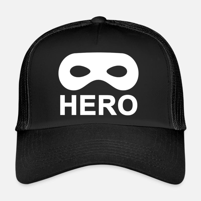 White Hero Mask. - Trucker Cap - black/black